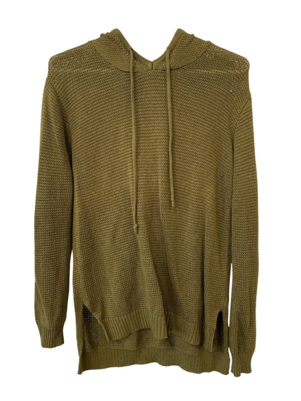 Stitches & Stripes Pullover Hoodie XS Long Sleeve Sweater Open Knit Olive Green